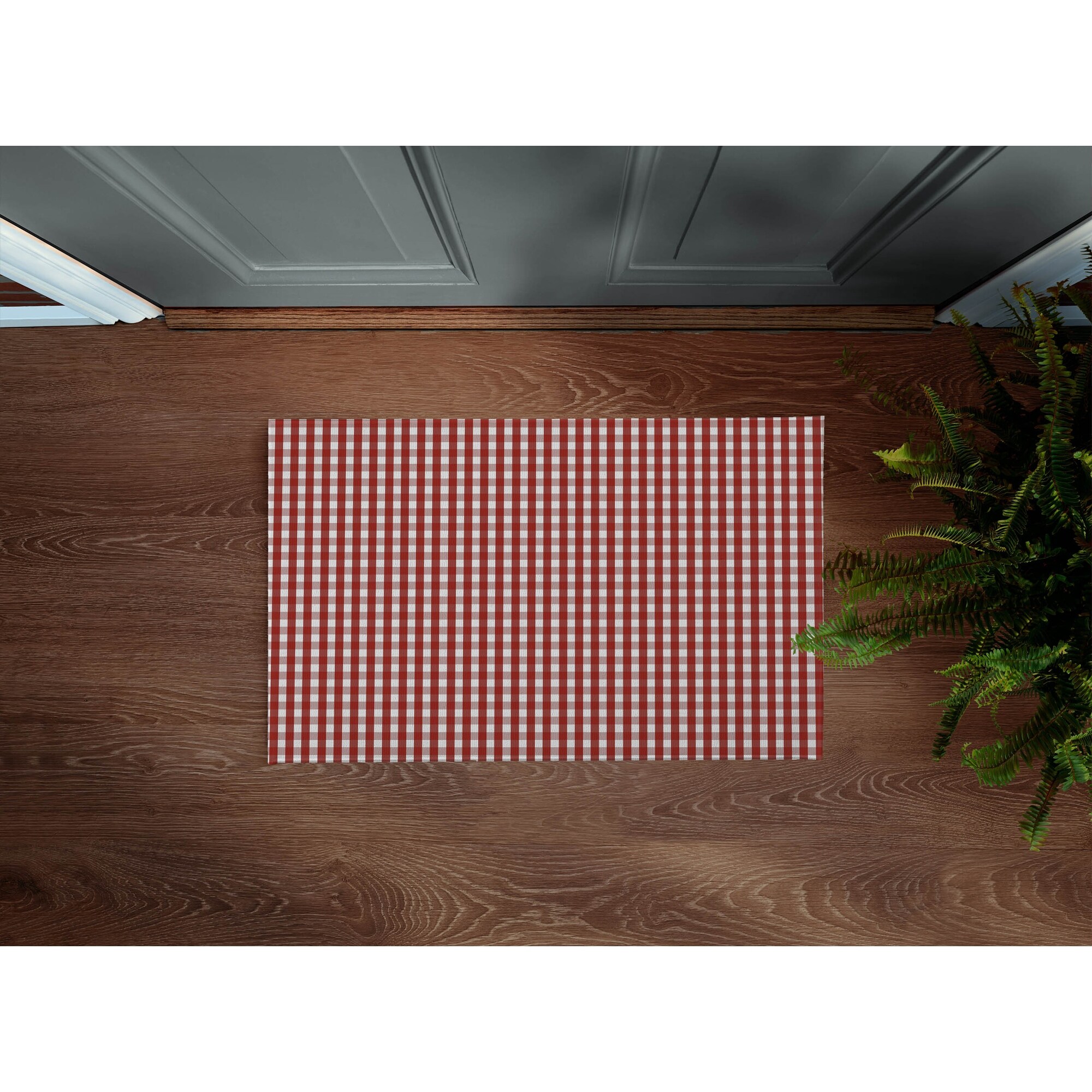 RED GINGHAM DREAM with Rubberized non-slip Backing Indoor|Outdoor